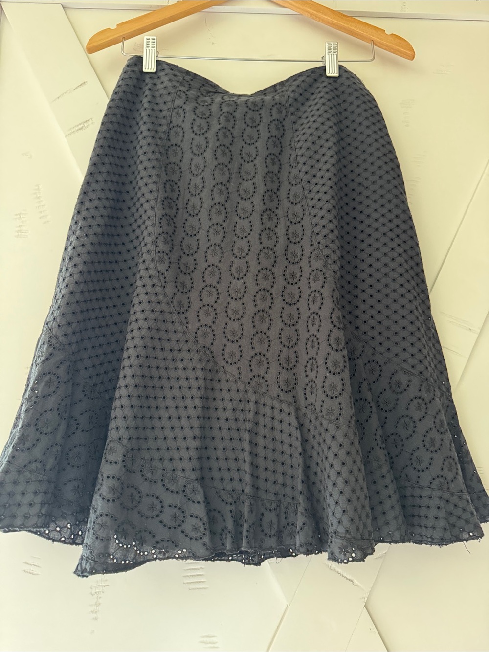 Apostrophe Black Eyelet A-Line Skirt